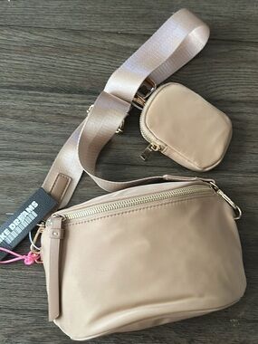 Everyday Neutral Beige Crossbody Bag with Detachable Coin Pouch